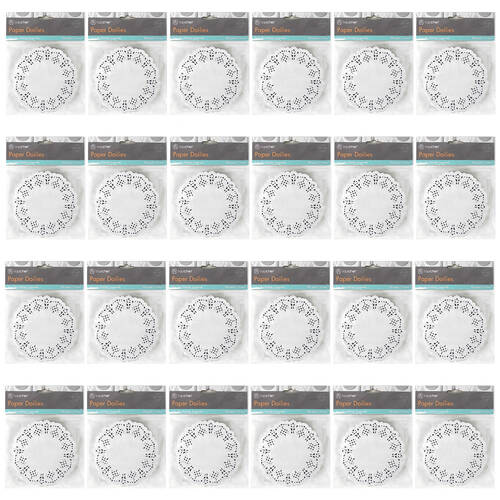 24x 100pc TopChef Paper Doilies Round Disposable Placemats 11.4cm - White
