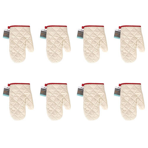 8x TopChef Mini Cotton Oven/Kitchen Mitt 1224x16.5cm - Beige Assorted