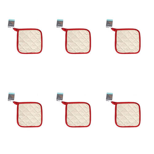 6x TopChef Cotton Pot Holder 1216.5x16.5cm - Beige Assorted