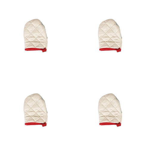 4x TopChef Mini Cotton Oven Mitt Heat Proof 1216x11.5cm - Beige Assorted