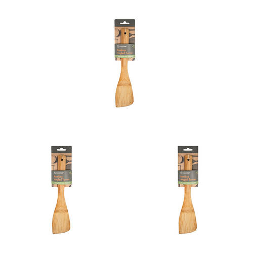 3PK Topchef Non Stick Bamboo Angled Turner Wooden Kitchen Utensil - Brown