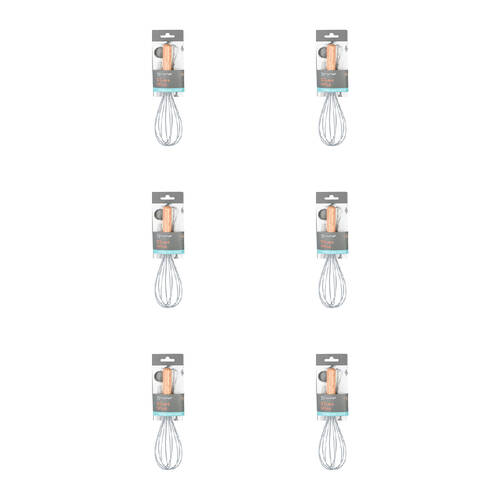 6PK Topchef Non Stick Silicone Whisk w/ Wood Handle Heat Resistant