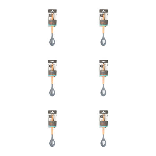 6PK Topchef Non Stick Silicone Slotted Spoon w/ Wood Handle