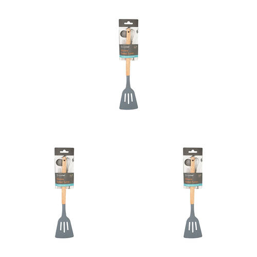 3PK Topchef Non Stick Silicone Slotted Turner w/ Wood Handle