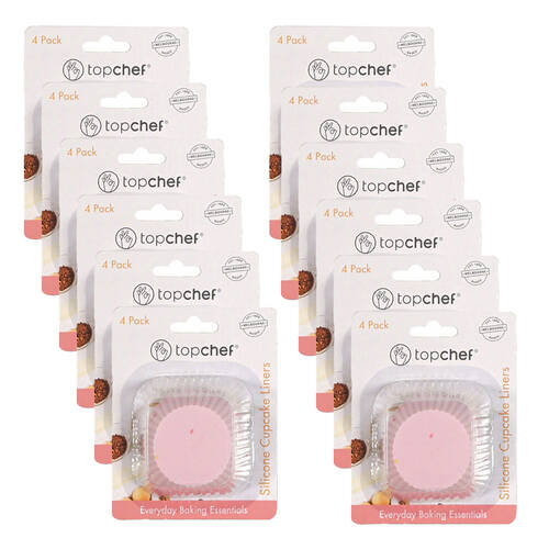 12x 5pc Topchef Silicone Cupcake Liner Patties Round Multicoloured Assorted