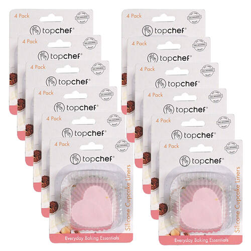 12x 5pc Topchef Silicone Cupcake Liner Patties Heart Multicoloured Assorted