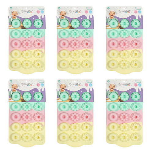 6PK Topchef Pastel Silicone Heat Resistant Baking Mould - Donut Cotton Candy