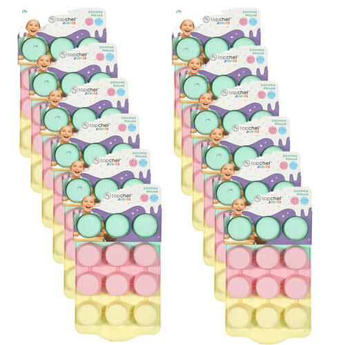 12PK Topchef Silicone Heat Resistant Baking Mould - Mini Cupcake Cotton Candy