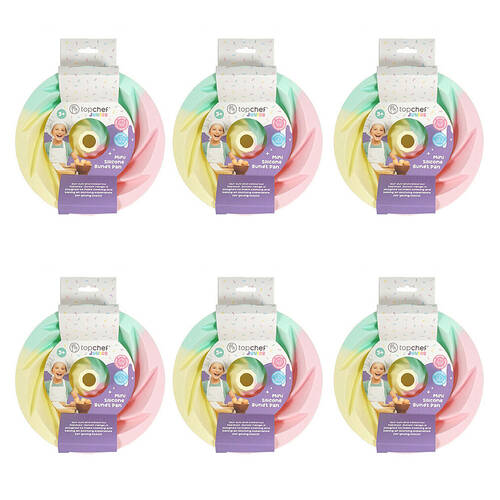 6PK Topchef Mini Pastel Silicone Heat Resistant Bundt Baking Pan Cotton Candy