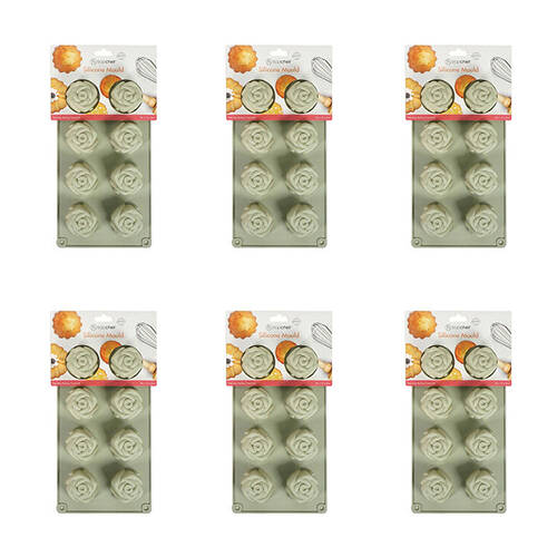 6x 8pc Topchef Silicone Heat Resistant Mould 28x15cm Rose Assorted