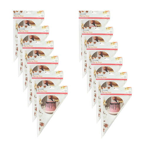 12x 50pc Topchef Disposable Cake Decorating Piping Bags Set 31x19cm Clear