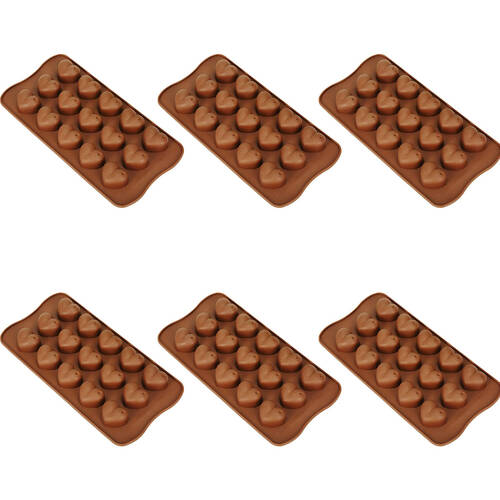 6x 12pc Topchef Silicone Heat Resistant Chocolate Moulds Brown Assorted