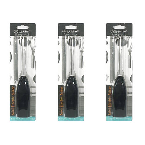 3PK Topchef Mini Handheld Electric Coffee Stirrer Milk Frother Assorted