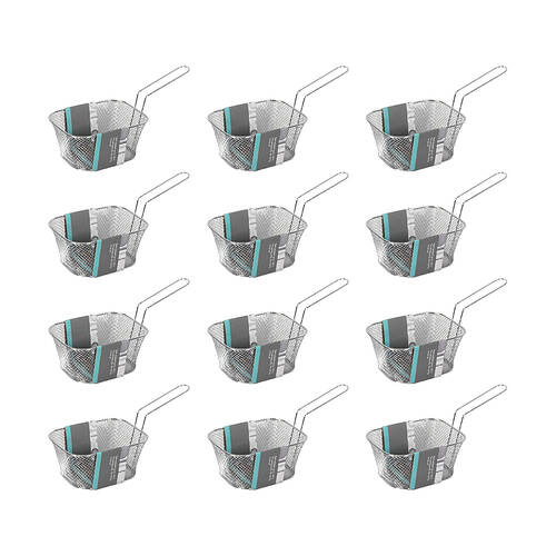 12PK Topchef Stainless Steel Chip Serving Basket 14.5x10cm