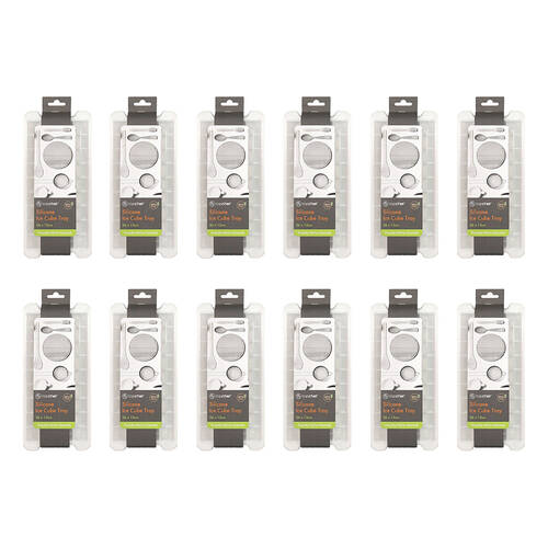 12PK Topchef Silicone Ice Cube Tray w/ Lid 26x12cm - Assorted