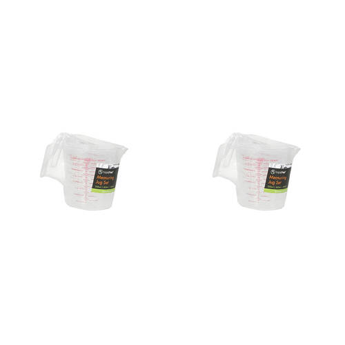 2x TopChef Plastic Measuring Jug Set Kitchen Measuring Tools - Transparent