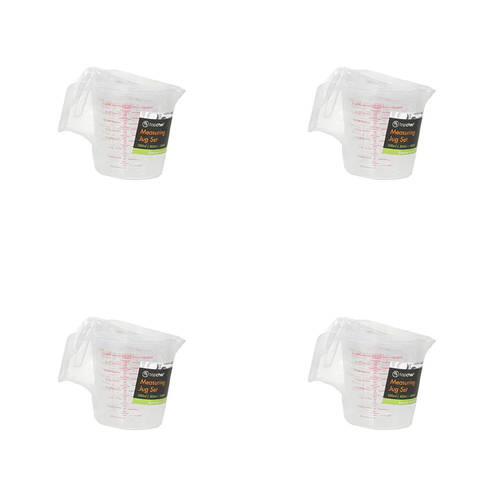 4x TopChef Plastic Measuring Jug Set Kitchen Measuring Tools - Transparent