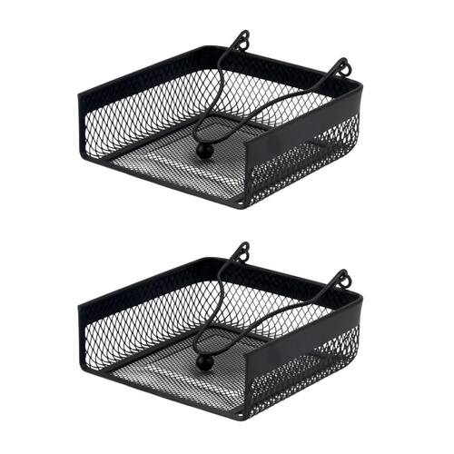 2PK Classica Nero Mesh Napkin Square Holder Home Organiser 18.5x16cm Black