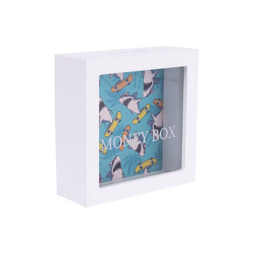 Splosh Kids Shark Blank Acrylic Money Box Coin Piggy Bank 13cm Square