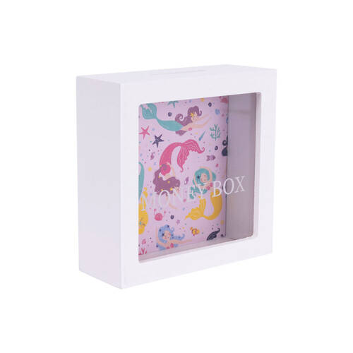 Splosh Kids Mermaid Clear Acrylic Money Box Coin Piggy Bank 13cm Square