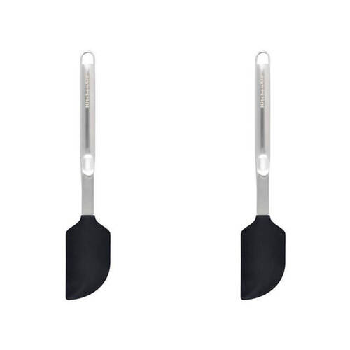 2PK KitchenAid Premium Flexible Stainless Steel Scrapper Spatula Utensil Black