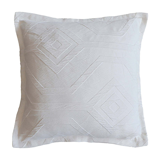 Bianca Kora Polyester Jacquard/Cotton White European Pillowcase - 65x65cm