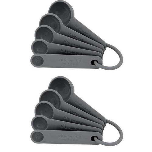 2x 5pc Kitchen Aid Measuring Spoons Cooking Utensil Charcoal Grey