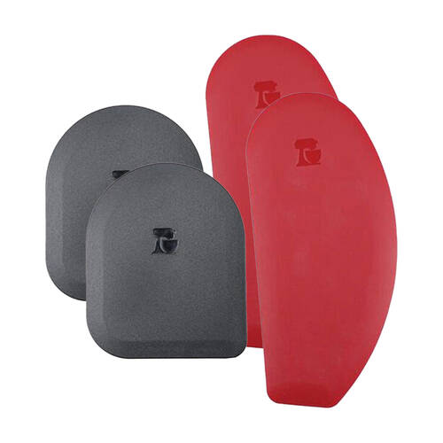 2x 2pc Kitchen Aid Curved Edge Silicone Bowl & Pot Scapper Set Red and Black