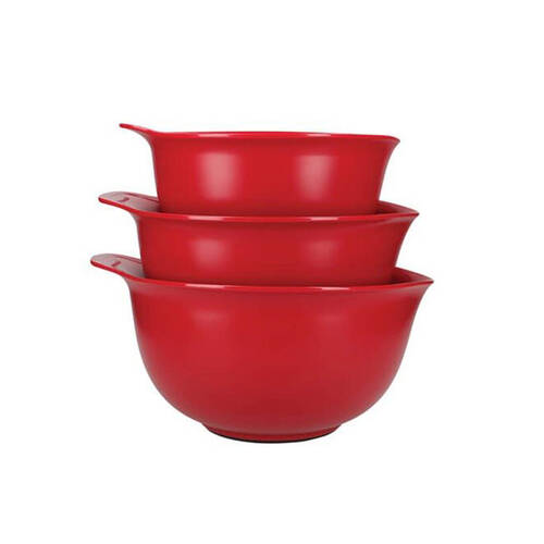 3pc KitchenAid Non-Slip Cooking Utensil Mixing Bowls Sleeved Empire Red