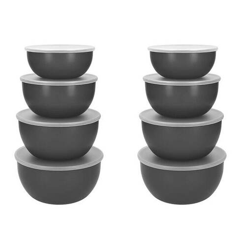 2x 4pc Kitchen Aid Meal Prep Storage Bowls With Lids Charcoal Grey