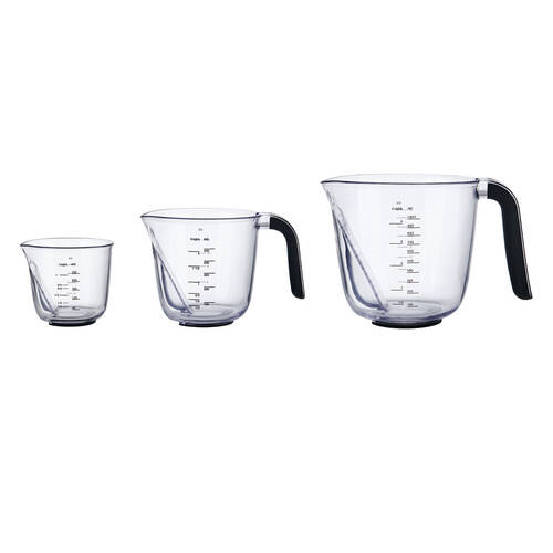 3pc KitchenAid Stackable Angled Measuring Jugs Set 250ml 500ml 1000ml Onyx Black
