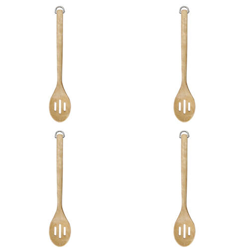 4PK KitchenAid Birchwood Slotted Spoon Natural Finish Wooden Cooking Kitchen Utensil