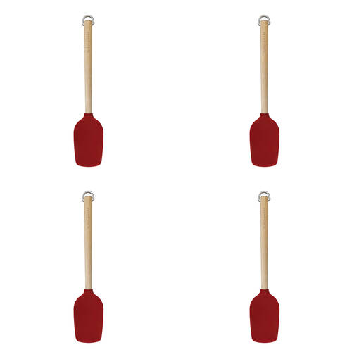 4PK KitchenAid Birchwood Handle Spoon Spatula Silicon Cooking Utensil Empire Red