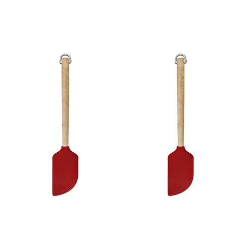 2PK KitchenAid Birchwood Handle Scraper Spatula Silicon Cooking Utensil Empire Red