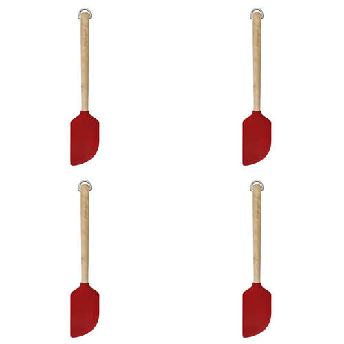 4PK KitchenAid Birchwood Handle Scraper Spatula Silicon Cooking Utensil Empire Red