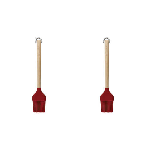 2PK KitchenAid Birchwood Handle Pastry Brush Silicon Cooking Utensil Empire Red