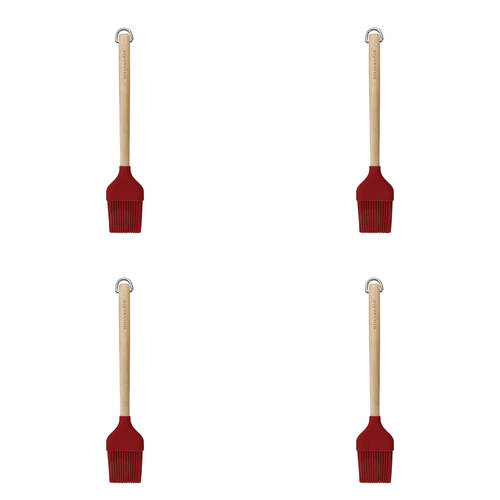 4PK KitchenAid Birchwood Handle Pastry Brush Silicon Cooking Utensil Empire Red