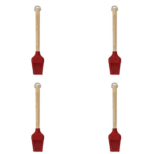 4PK KitchenAid Birchwood Basting Brush Spatula Silicon Cooking Utensil Empire Red
