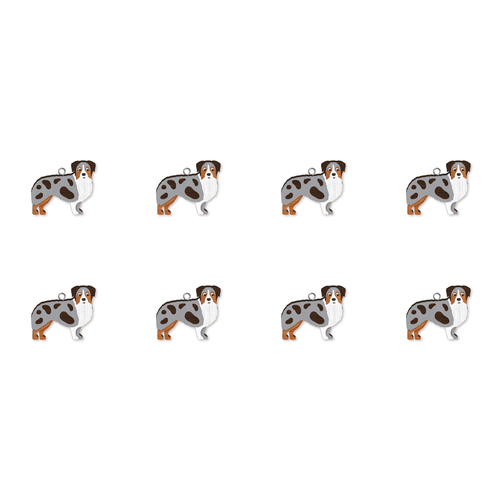 8pc Aussie Shepherd Wooden Key Ring Pendant Hanging Accessory