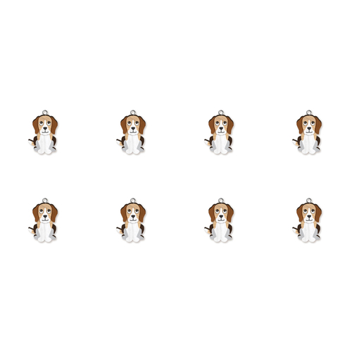 8pc Beagle Wooden Key Ring Pendant Hanging Accessory