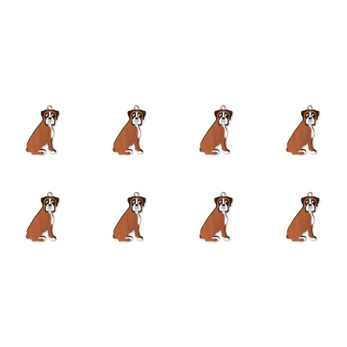 8pc Boxer Shepherd Wooden Key Ring Pendant Hanging Accessory