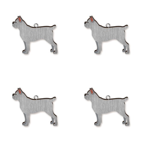 4pc Cane Corso Wooden Key Ring Pendant Hanging Accessory