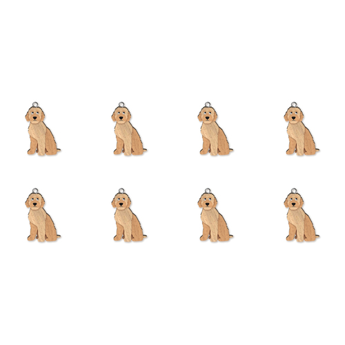 8pc Labradoodle Wooden Key Ring Pendant Hanging Accessory