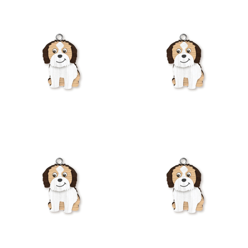 4pc Shihtzu Wooden Key Ring Pendant Hanging Accessory