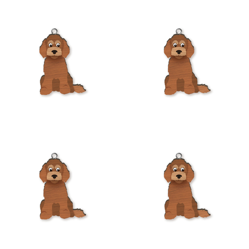 4pc Spoodle Wooden Key Ring Pendant Hanging Accessory