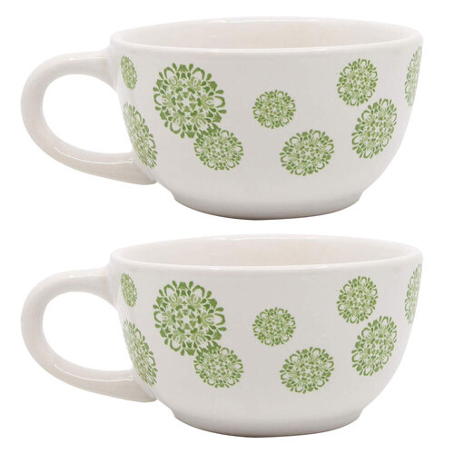 2x Rayell Moroccan Mandalas 10x13cm Tea/Coffee Cup - Sage