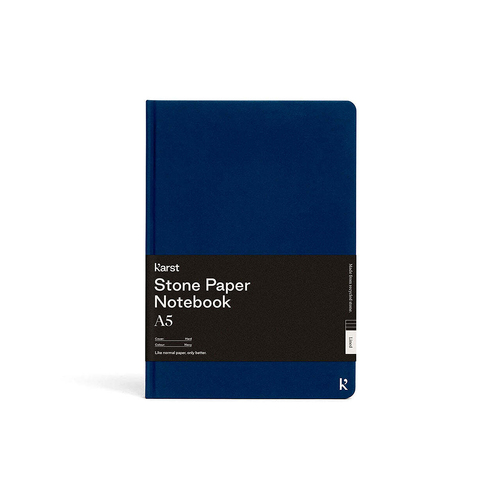 Karst 144-Sheets A5 Stone Paper Hard Cover Ruled Notebook Navy