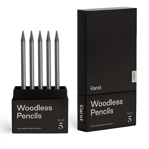 5PK Karst Grey 2B Graphite Woodless Pencils - Grey
