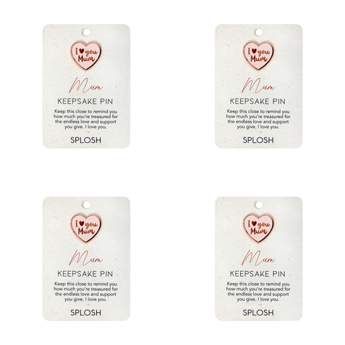 4PK Splosh Enamel I Love you Mum Keepsake Pin Brooch 7.5x11cm