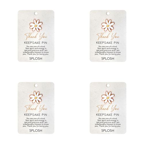 4PK Splosh Thank You White Flower Keepsake Pin Brooch 7.5x11cm